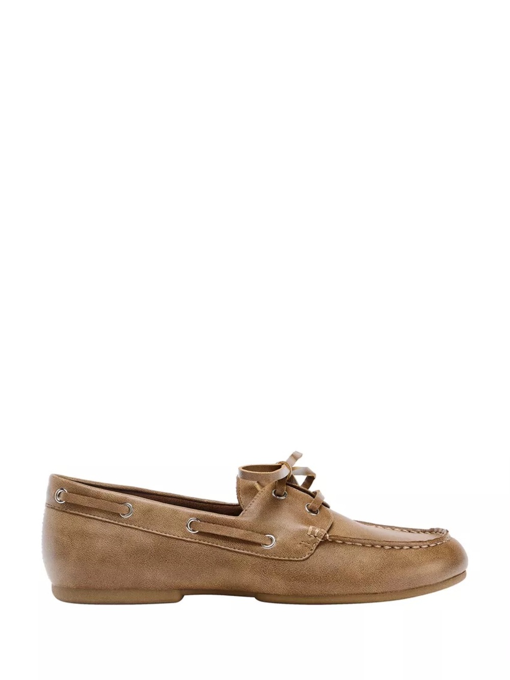 Zara Lace up Flats Casual Tan Boat Loafers